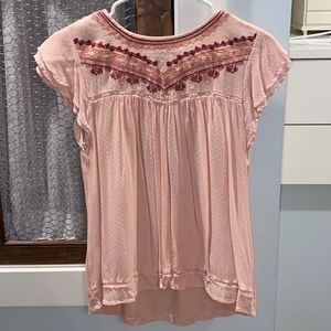 Knox Rose blush blouse with embroidery